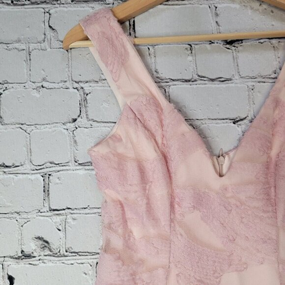 Dress The Population Maya Woven Fit Flare Dress Pink Sweetheart Neck Size M - Picture 4 of 12